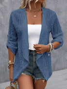 Eyelet Roll-Tab Sleeve Cardigan - 6i6