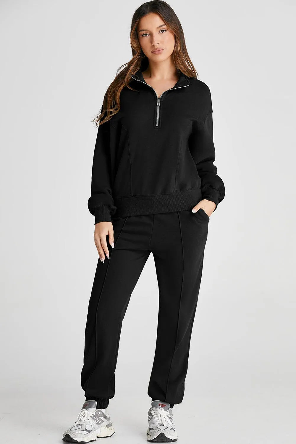 Half Zip Long Sleeve Top and Joggers Active Set - 6i6