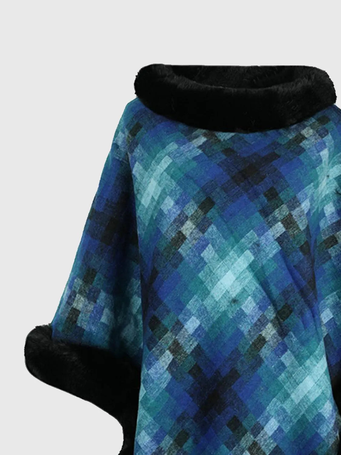 Faux Fur Trim Poncho - 6i6