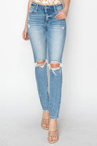 Risen Full Size High Rise Knee Distressed Skinny Jeans - 6i6