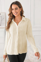 Textured Collared Neck Long Sleeve Shirt - 6i6