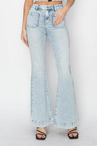 Risen Full Size High Rise Front Patch Pocket Flare Jeans - 6i6