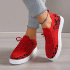 Lace-Up Leopard Flat Sneakers - 6i6