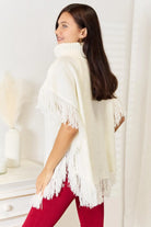 Justin Taylor Turtle Neck Fringe Poncho - 6i6