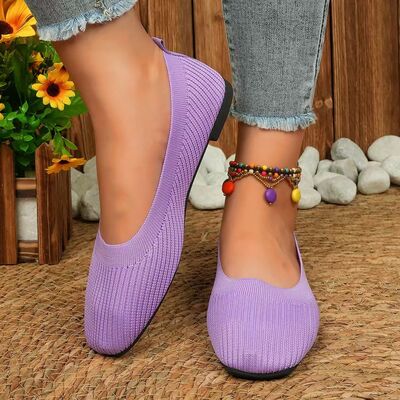 Knitted Square Toe Flat Slip-Ons for women from 6i6.com, offering comfortable and stylish everyday footwear.