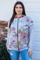 Blumin Apparel Full Size Floral Zip Up Hoodie - 6i6