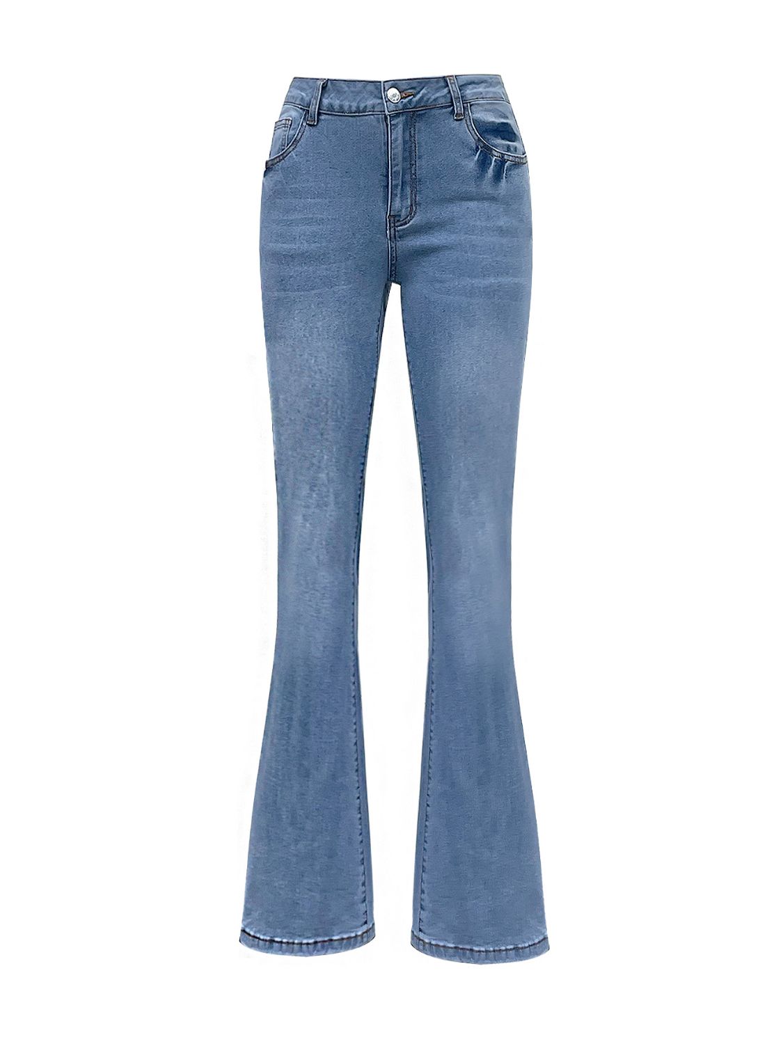 Bow back flare jeans with a feminine, playful design and a flattering fit, available at 6i6.com