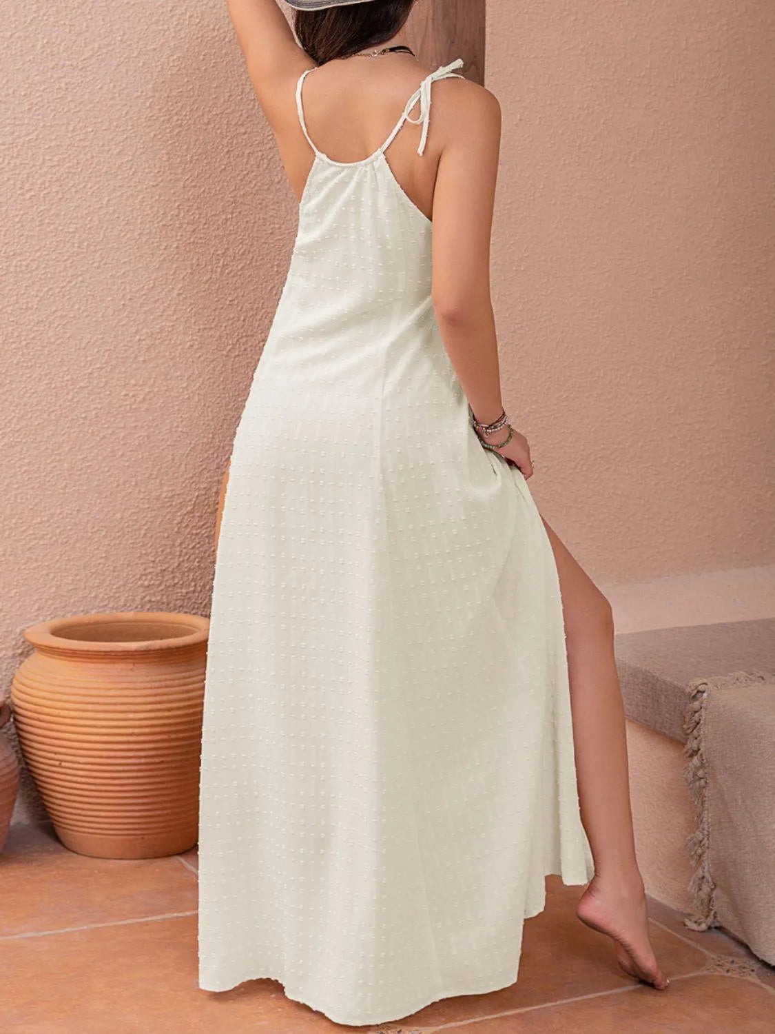 Swiss Dot Cutout Sleeveless Maxi Dress - 6i6