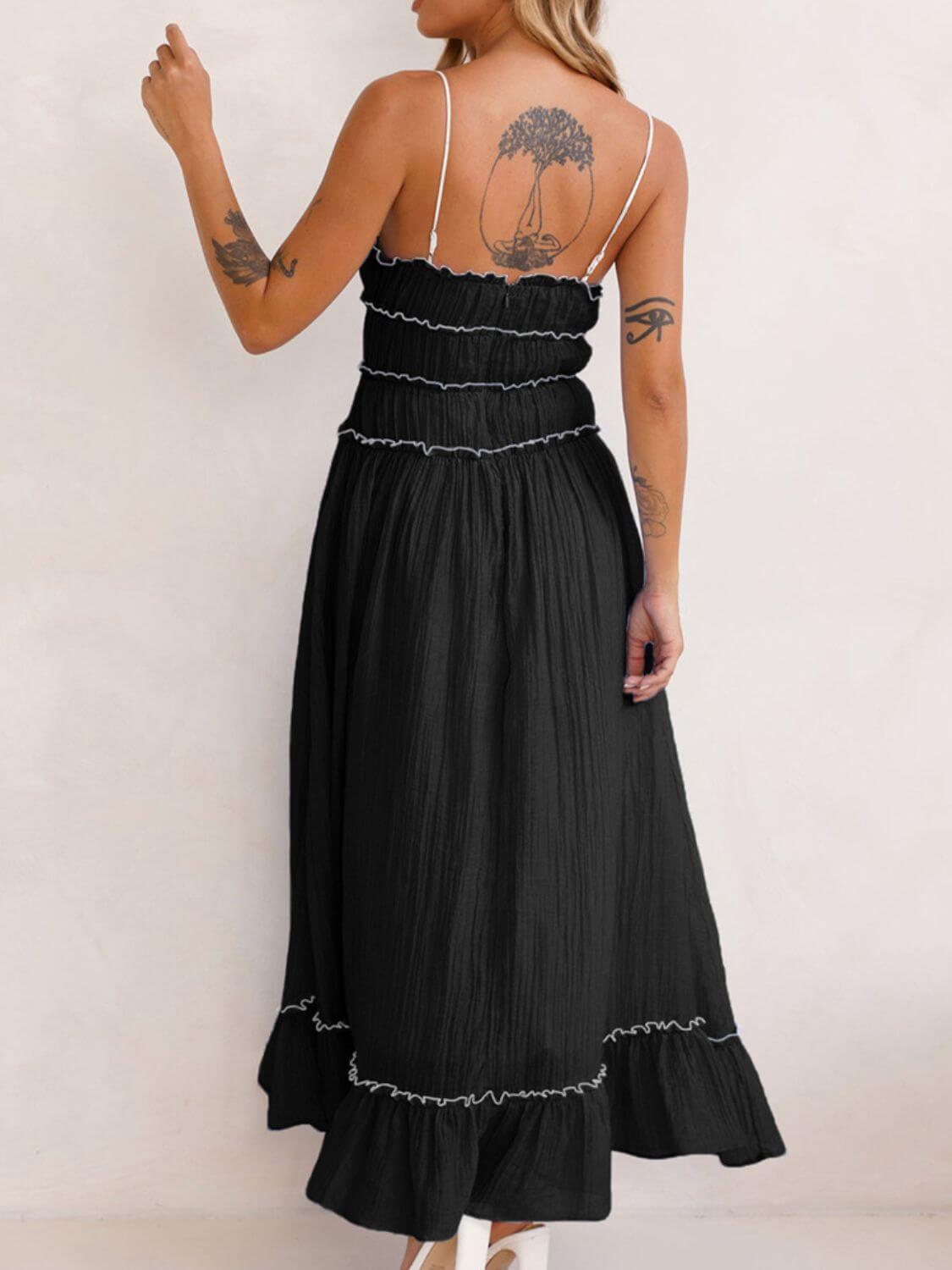 Devine frill ruffled hem midi cami dress with a flattering fit and elegant ruffled details, perfect for a casual or semi-formal look, available at 6i6.com