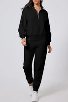 Half Zip Long Sleeve Top and Joggers Active Set - 6i6