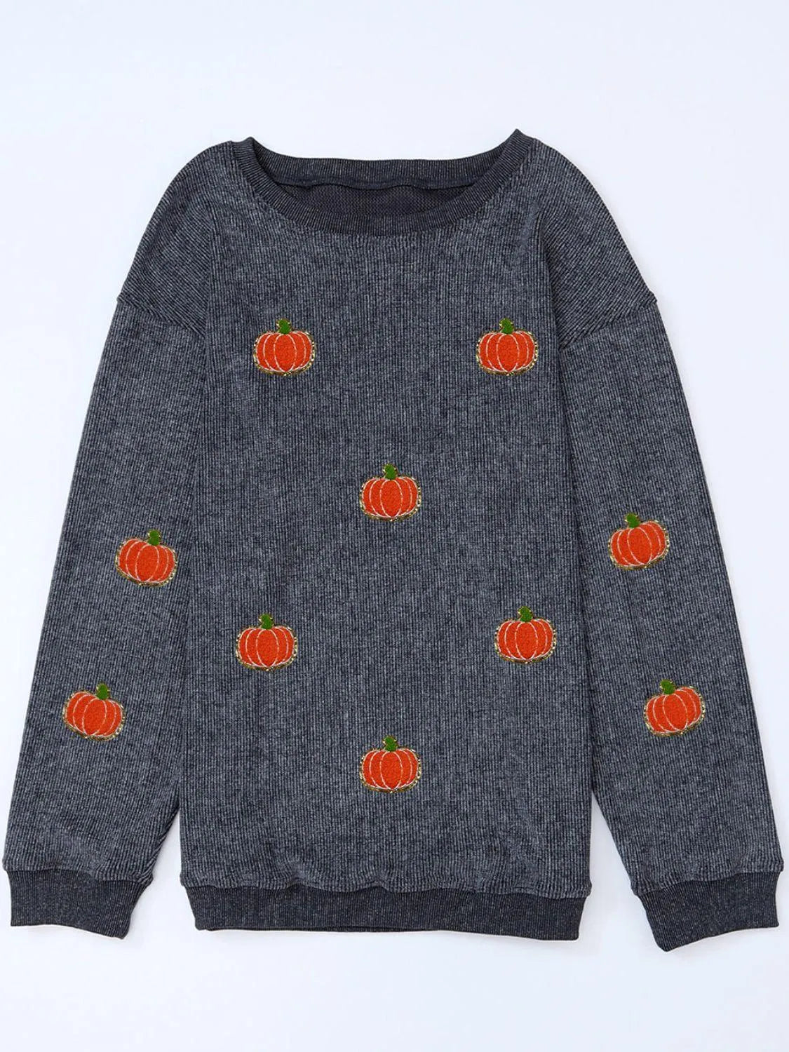 Pumpkin Round Neck Long Sleeve Sweatshirt - 6i6