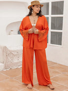 Plus Size Lace Detail Long Sleeve Top and Pants Set - 6i6