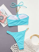 Halter Neck Chain Detail Two-Piece Bikini Set - 6i6