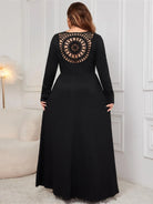 Plus Size Cutout V-Neck Long Sleeve Maxi Dress - 6i6