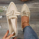 Bow Contrast Trim Point Toe Loafers - 6i6