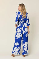 Double Take Full Size Printed Tie Back Wide Leg Jumpsuit - 6i6