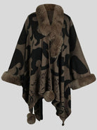 Faux Fur Trim Poncho - 6i6