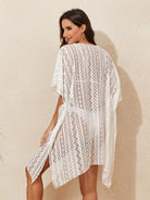 Openwork V-Neck Half Sleeve Cover-Up - 6i6