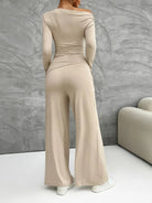 Long Sleeve Top and Wide Leg Pants Set - 6i6