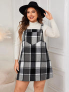 Plus Size Plaid Wide Strap Overall Dress - 6i6