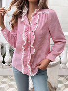 Textured Lace Detail Long Sleeve Shirt - 6i6