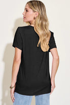 Basic Bae Bamboo Full Size V-Neck High-Low T-Shirt - 6i6