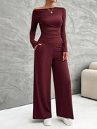 Long Sleeve Top and Wide Leg Pants Set - 6i6