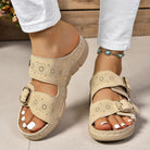 PU Leather Open Toe Buckle Sandals - 6i6