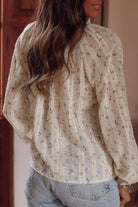 Printed Tie Neck Long Sleeve Shirt - 6i6