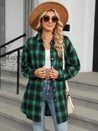 Plaid Collared Neck Long Sleeve Shirt - 6i6