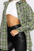 Plaid Collared Neck Long Sleeve Shirt - 6i6