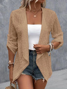 Eyelet Roll-Tab Sleeve Cardigan - 6i6