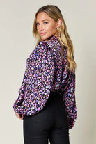 Double Take Full Size Printed Balloon Sleeve Shirt - 6i6