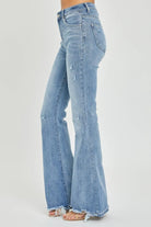 Risen Full Size High Rise Frayed Hem Flare Jeans - 6i6