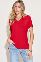 Basic Bae Full Size V-Neck High-Low T-Shirt - 6i6