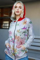 Blumin Apparel Full Size Floral Zip Up Hoodie - 6i6