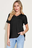 Basic Bae Bamboo Full Size V-Neck High-Low T-Shirt - 6i6