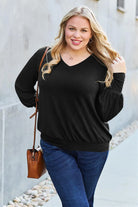 Basic Bae Full Size V-Neck Lantern Sleeve Top - 6i6