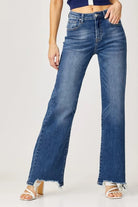 Risen Full Size High Rise Frayed Hem Wide Leg Jeans - 6i6