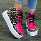 PU Leather Leopard Platform Sneakers - 6i6