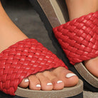 PU Leather Woven Platform Sandals - 6i6