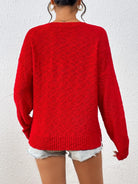 Letter Round Neck Long Sleeve Sweater - 6i6