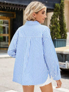 Striped Button Up Long Sleeve Shirt - 6i6