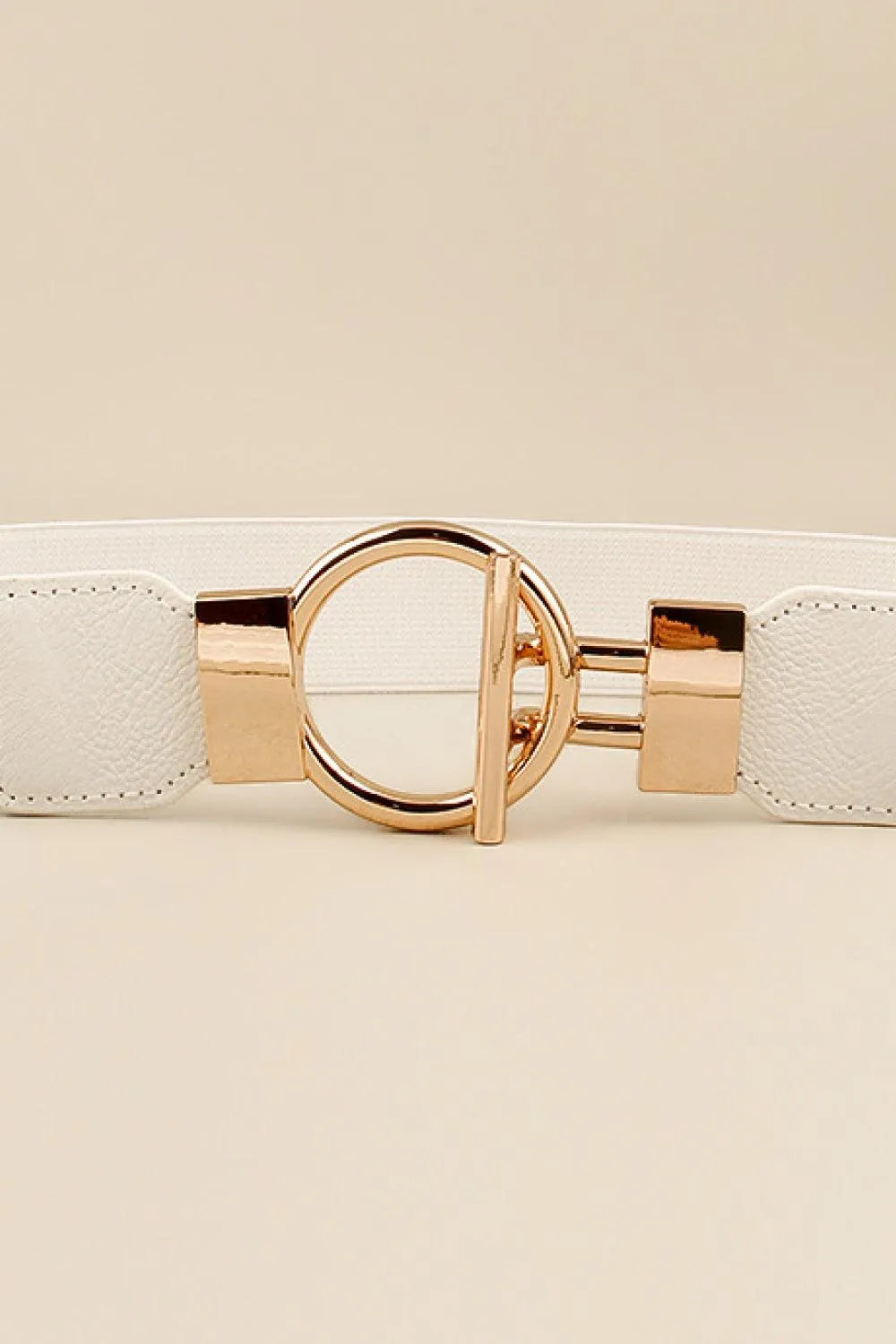 Circle Shape Buckle Zinc Alloy Buckle PU Leather Belt - 6i6